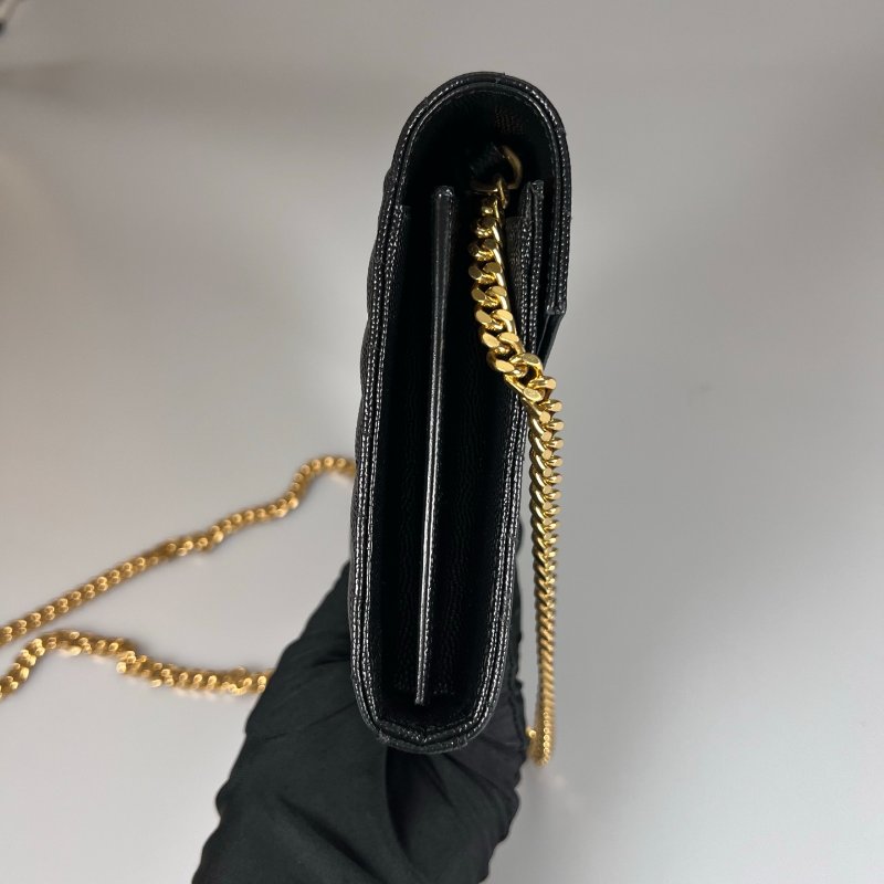 YSL 377828 黑魚子醬WOC 金鍊包 22CM-2