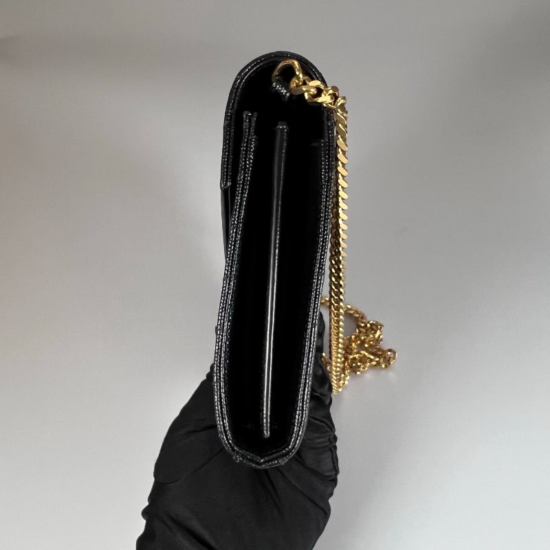 YSL 377828 黑魚子醬WOC 金鍊包 22CM-3