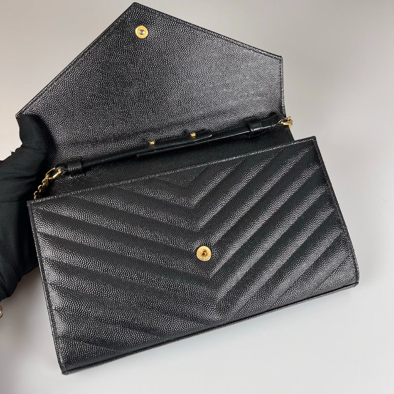 YSL 377828 黑魚子醬WOC 金鍊包 22CM-5