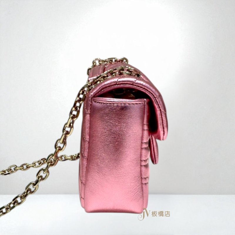 JY0330-GUCCI 金絲亮粉色淡金釦GG Marmont系列小號下蓋肩背包 837280-2