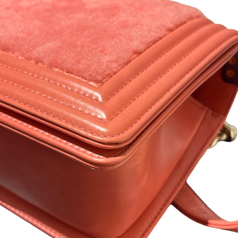 Used CHANEL Small Boy Chain Shoulder Bag Pink GHW-7