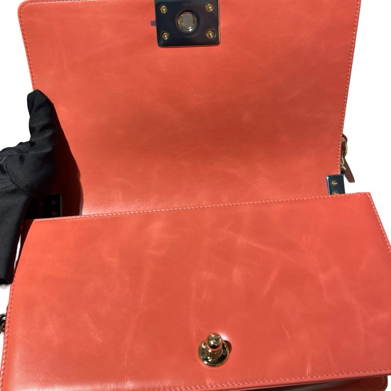 Used CHANEL Small Boy Chain Shoulder Bag Pink GHW-10