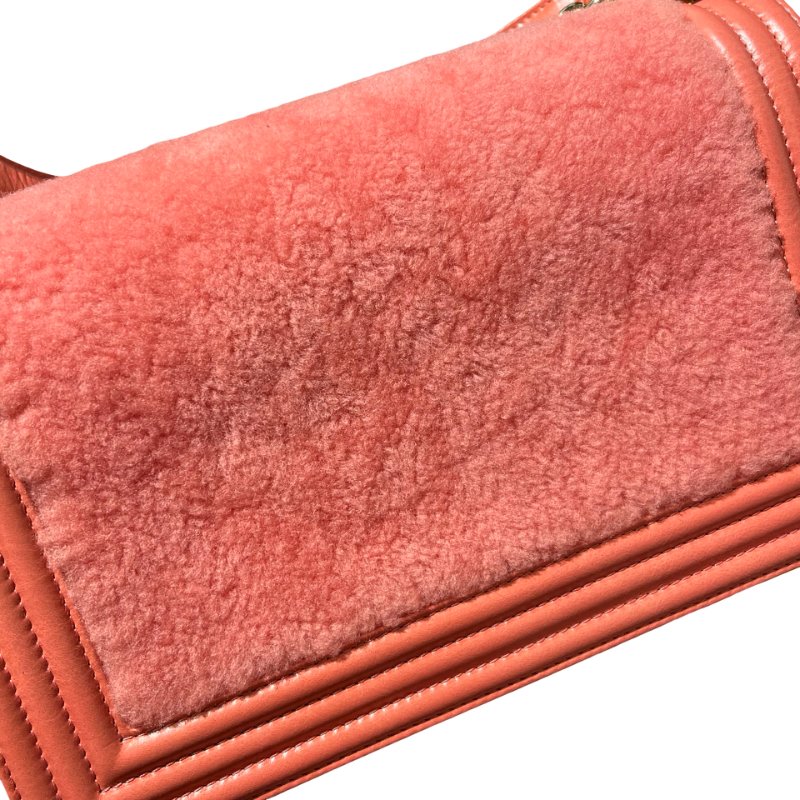 Used CHANEL Small Boy Chain Shoulder Bag Pink GHW-15