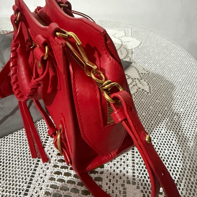 巴黎世家 balenciaga neo classic 迷你 機車包 紅色-3