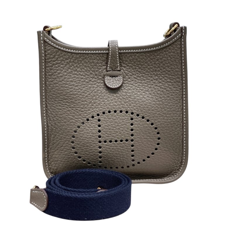 HERMÈS 愛馬仕 W刻 EVELYNE 16 AMAZONE MINI 肩背包 牛皮 大象灰 金釦-0