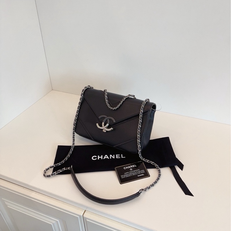 ✨Chanel 黑銀荔枝皮古巴 extra CF 黃金中號 包型立挺 有保卡🖤-6