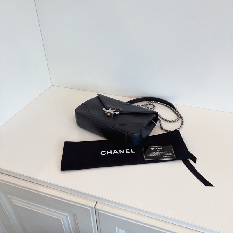 ✨Chanel 黑銀荔枝皮古巴 extra CF 黃金中號 包型立挺 有保卡🖤-8