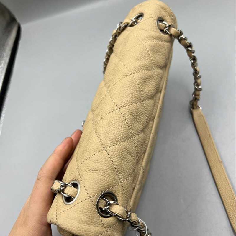 【92新 ✨ 全網最低價！】Chanel 香奈兒 奶茶色銀扣 CF鏈條 荔枝牛皮 18開（下單前先詢問庫存❗️）-2