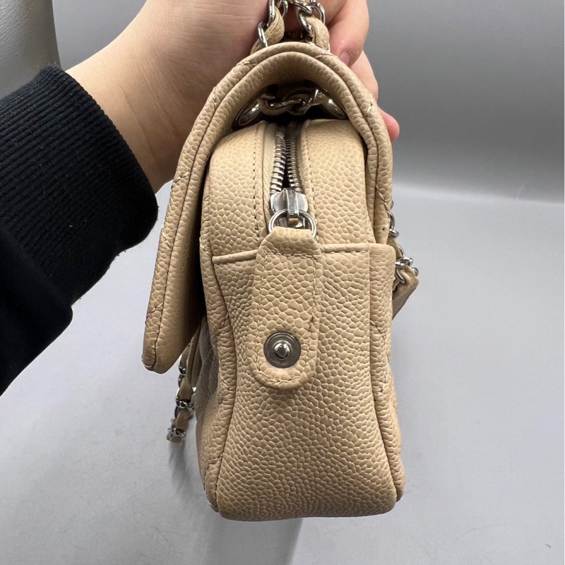【92新 ✨ 全網最低價！】Chanel 香奈兒 奶茶色銀扣 CF鏈條 荔枝牛皮 18開（下單前先詢問庫存❗️）-3