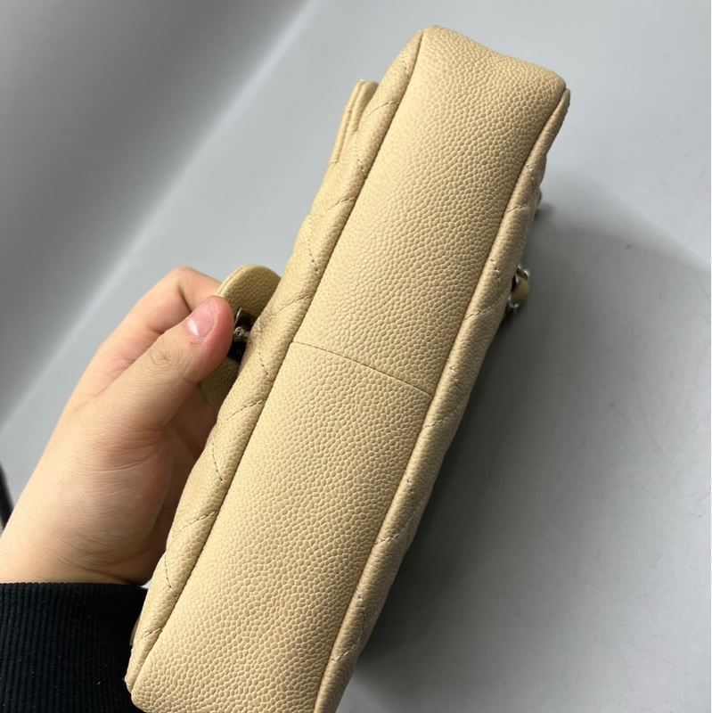 【92新 ✨ 全網最低價！】Chanel 香奈兒 奶茶色銀扣 CF鏈條 荔枝牛皮 18開（下單前先詢問庫存❗️）-4