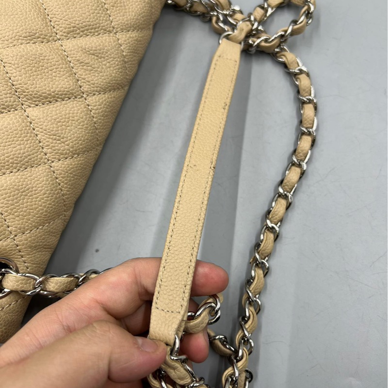 【92新 ✨ 全網最低價！】Chanel 香奈兒 奶茶色銀扣 CF鏈條 荔枝牛皮 18開（下單前先詢問庫存❗️）-17