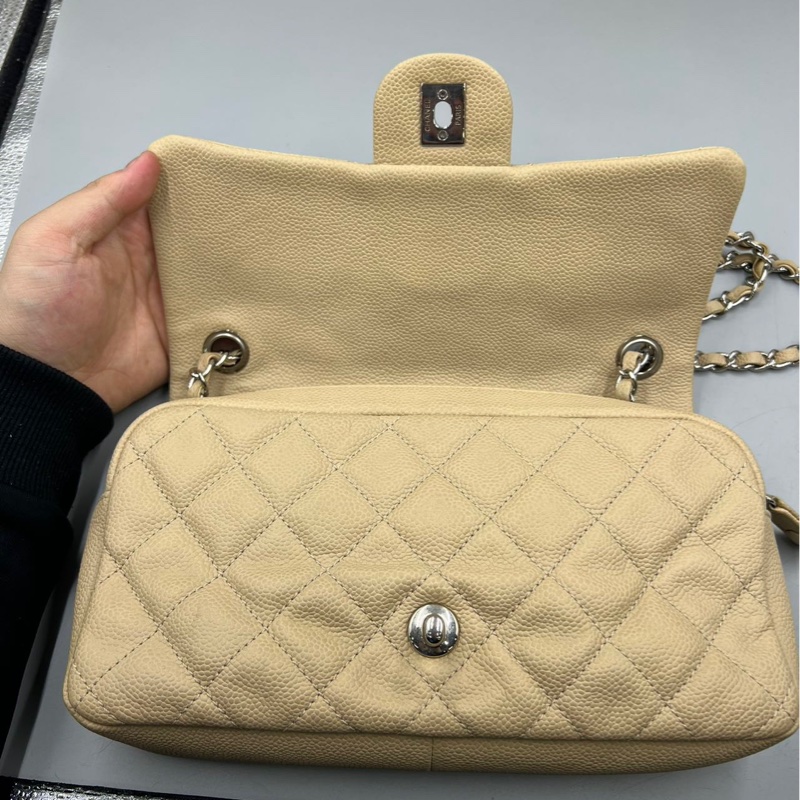 【92新 ✨ 全網最低價！】Chanel 香奈兒 奶茶色銀扣 CF鏈條 荔枝牛皮 18開（下單前先詢問庫存❗️）-20