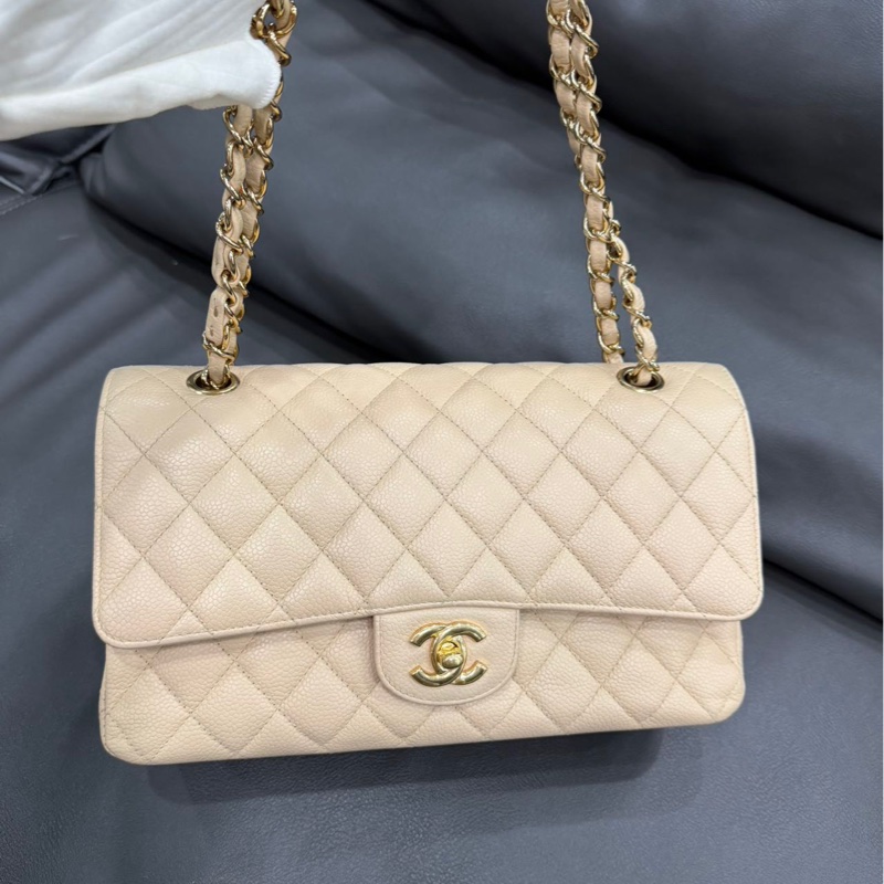 【98新 ✨ 全網最低價！】Chanel香奈兒 CF 奶茶 金扣 牛皮荔枝皮 （下單前先詢問庫存❗️）-2