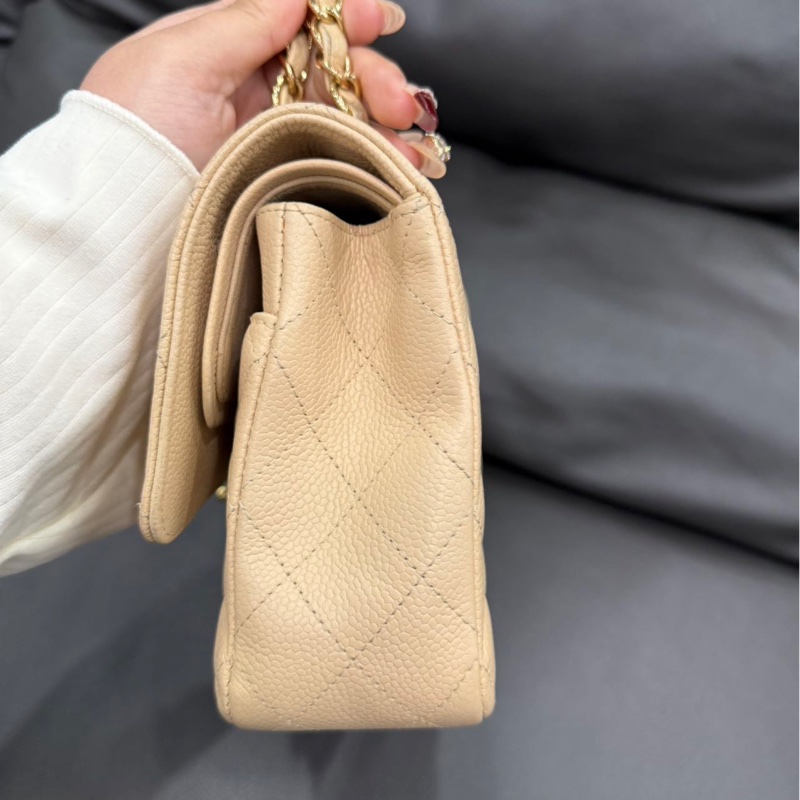 【98新 ✨ 全網最低價！】Chanel香奈兒 CF 奶茶 金扣 牛皮荔枝皮 （下單前先詢問庫存❗️）-4