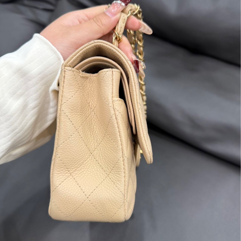 【98新 ✨ 全網最低價！】Chanel香奈兒 CF 奶茶 金扣 牛皮荔枝皮 （下單前先詢問庫存❗️）-5