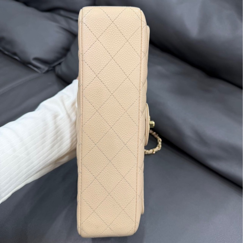 【98新 ✨ 全網最低價！】Chanel香奈兒 CF 奶茶 金扣 牛皮荔枝皮 （下單前先詢問庫存❗️）-6