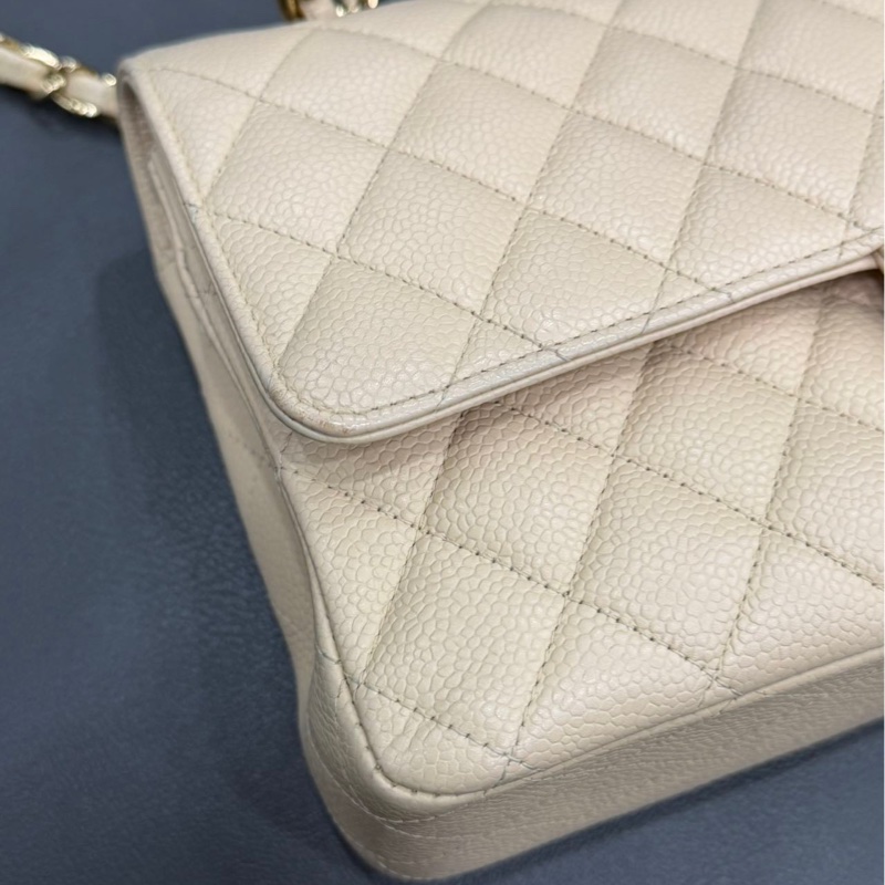 【98新 ✨ 全網最低價！】Chanel香奈兒 CF 奶茶 金扣 牛皮荔枝皮 （下單前先詢問庫存❗️）-7