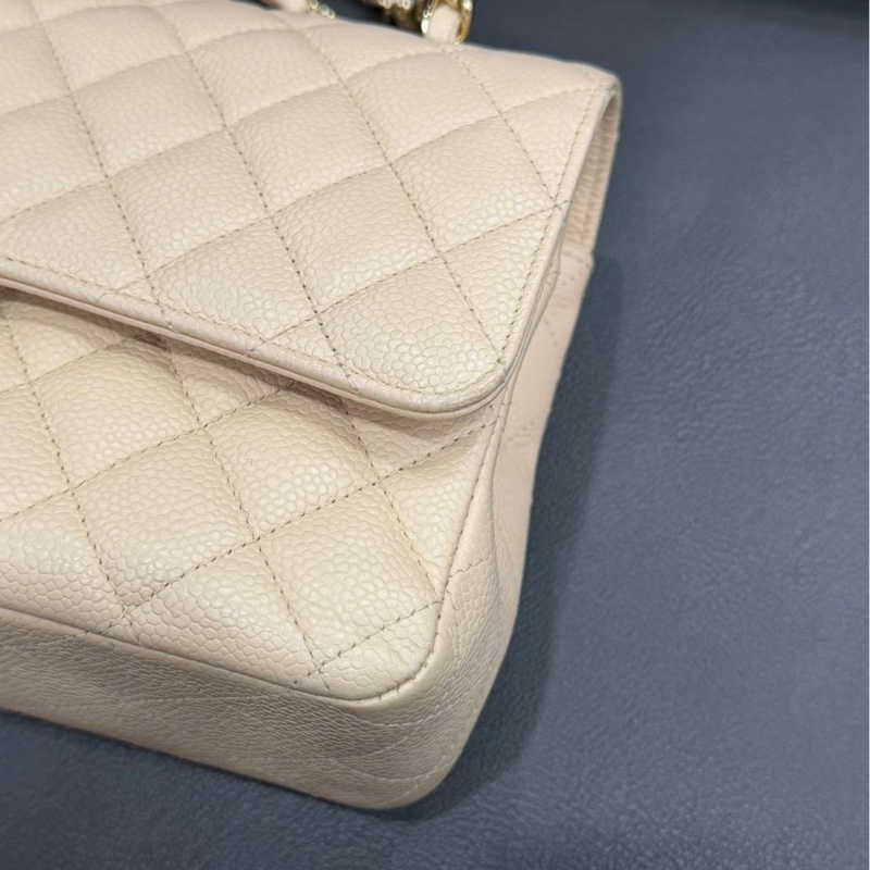 【98新 ✨ 全網最低價！】Chanel香奈兒 CF 奶茶 金扣 牛皮荔枝皮 （下單前先詢問庫存❗️）-8
