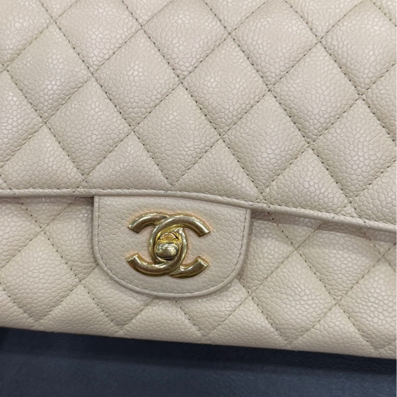 【98新 ✨ 全網最低價！】Chanel香奈兒 CF 奶茶 金扣 牛皮荔枝皮 （下單前先詢問庫存❗️）-9