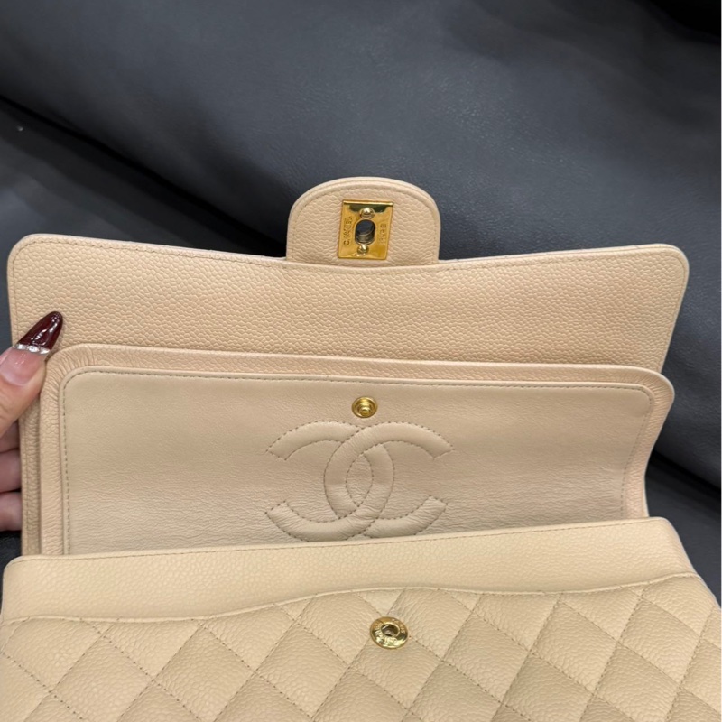 【98新 ✨ 全網最低價！】Chanel香奈兒 CF 奶茶 金扣 牛皮荔枝皮 （下單前先詢問庫存❗️）-16