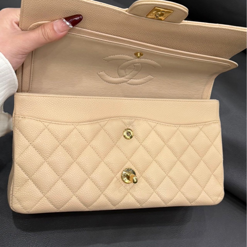 【98新 ✨ 全網最低價！】Chanel香奈兒 CF 奶茶 金扣 牛皮荔枝皮 （下單前先詢問庫存❗️）-17