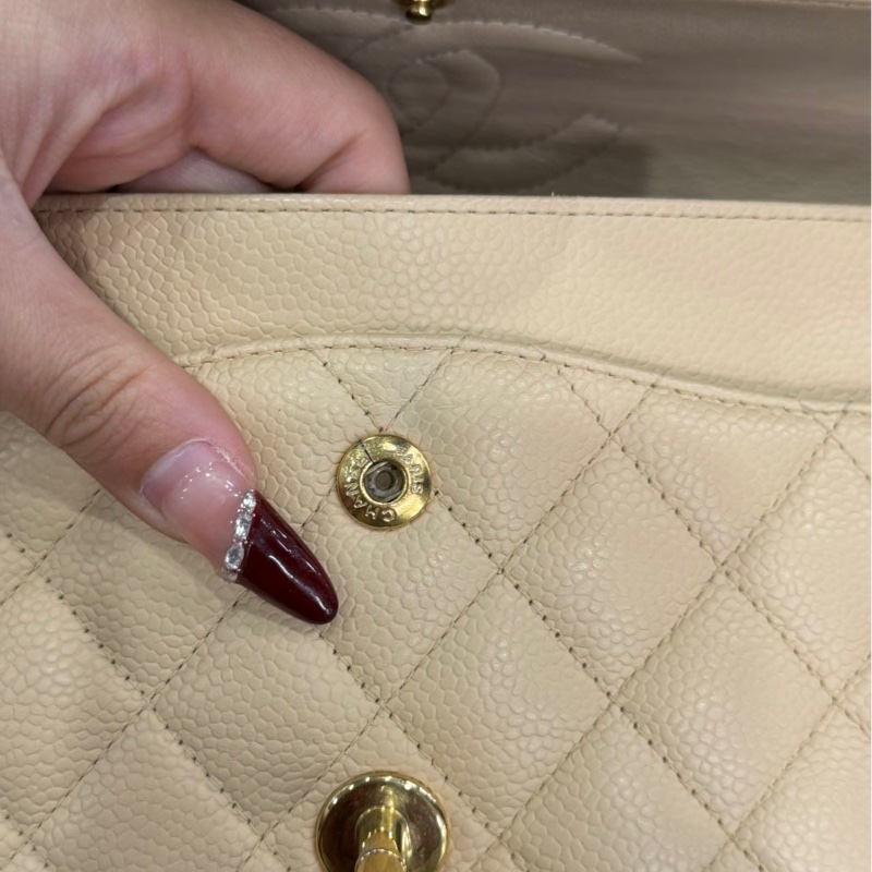 【98新 ✨ 全網最低價！】Chanel香奈兒 CF 奶茶 金扣 牛皮荔枝皮 （下單前先詢問庫存❗️）-18
