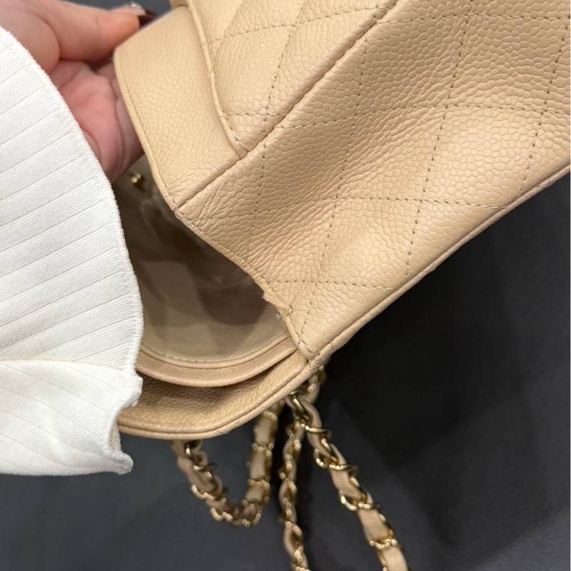 【98新 ✨ 全網最低價！】Chanel香奈兒 CF 奶茶 金扣 牛皮荔枝皮 （下單前先詢問庫存❗️）-20