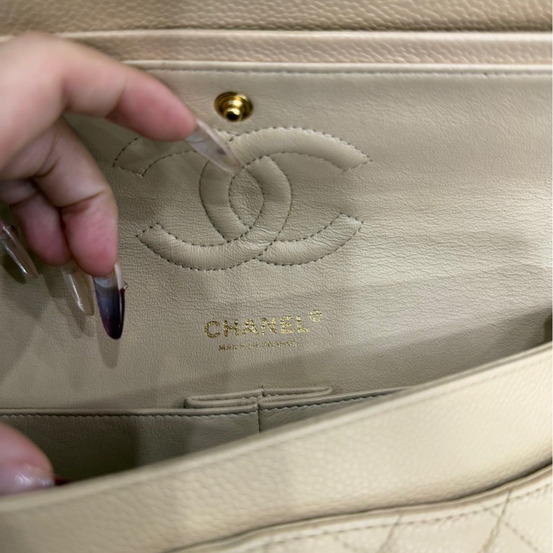 【98新 ✨ 全網最低價！】Chanel香奈兒 CF 奶茶 金扣 牛皮荔枝皮 （下單前先詢問庫存❗️）-23