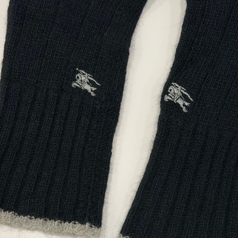 BURBERRY 倫敦 二用反褶戰馬刺繡羊毛手套 黑色-5