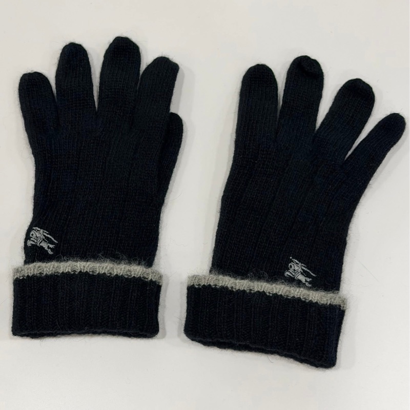BURBERRY 倫敦 二用反褶戰馬刺繡羊毛手套 黑色-6