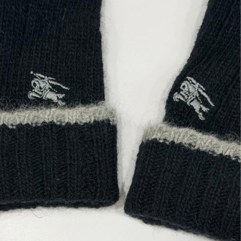 BURBERRY 倫敦 二用反褶戰馬刺繡羊毛手套 黑色-9