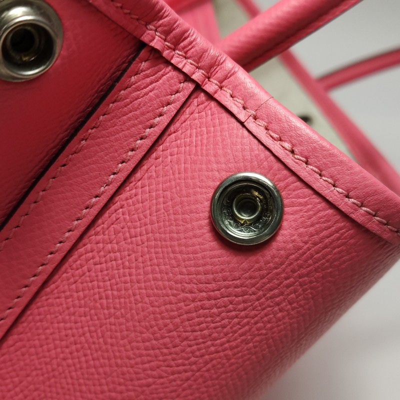 Hermes Garden Party花園包30按扣手提包Epsom牛皮銀扣U5唇膏粉A刻-8