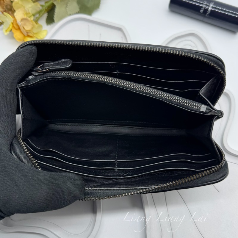 BOTTEGA VENETA BV 經典編織黑色小牛皮拉鍊長夾-10