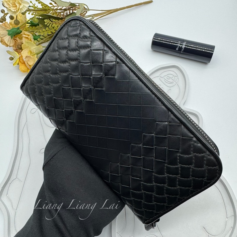 BOTTEGA VENETA BV 經典編織黑色小牛皮拉鍊長夾-16