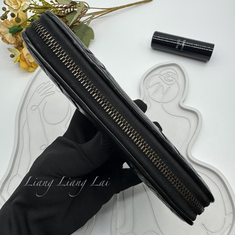 BOTTEGA VENETA BV 經典編織黑色小牛皮拉鍊長夾-18