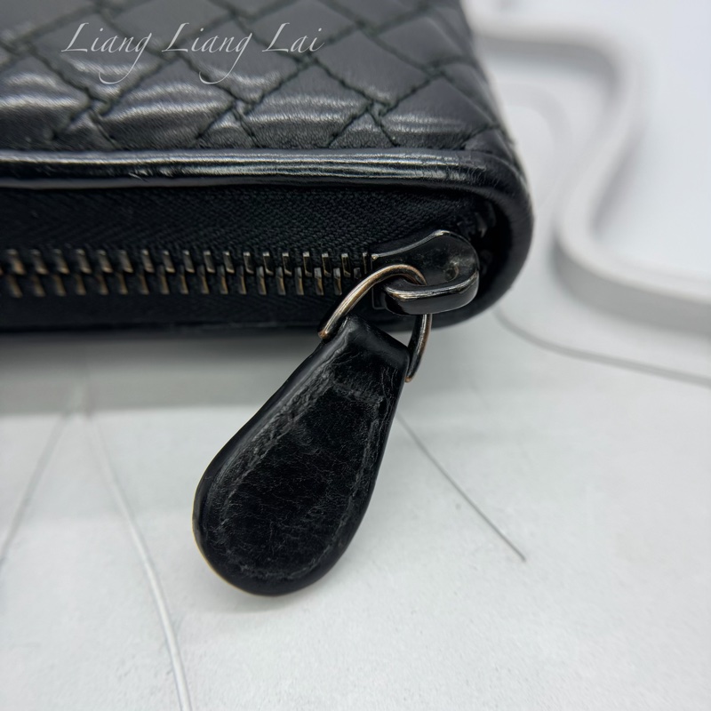 BOTTEGA VENETA BV 經典編織黑色小牛皮拉鍊長夾-26