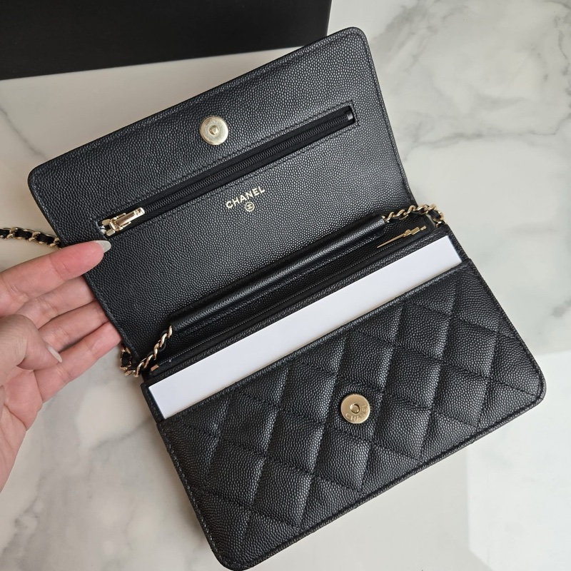 極新🖤Chanel 荔枝紋牛皮金扣WOC｜晶片款｜-2