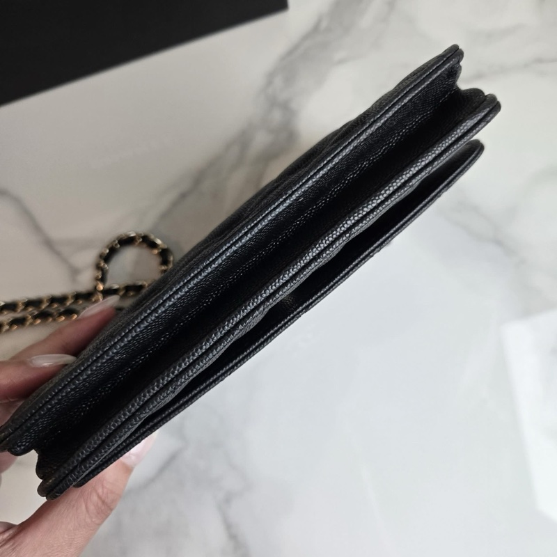 極新🖤Chanel 荔枝紋牛皮金扣WOC｜晶片款｜-4