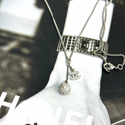 Chanel cc水鑽球 項鏈