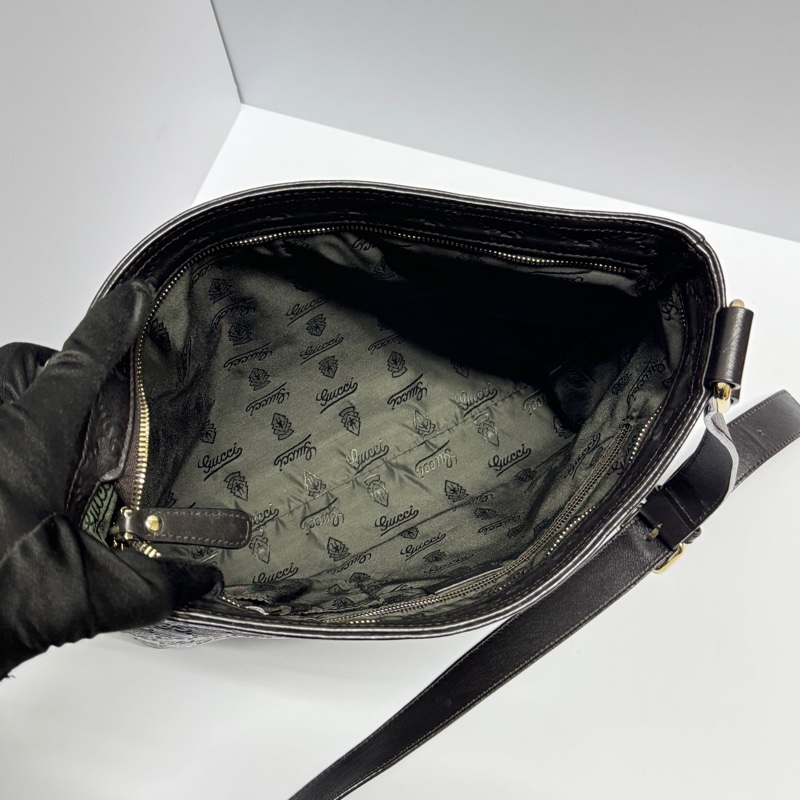【超！級！新】 GUCCI 古馳 黑老花 全牛皮材質 斜背包 （專櫃96,000）-5