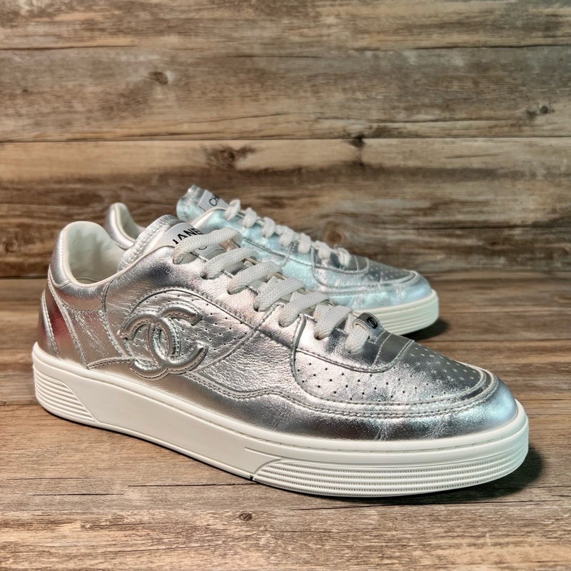 CHANEL 香奈兒 24C 銀色 雙C板鞋 休閒鞋 銀角大王 41碼-1