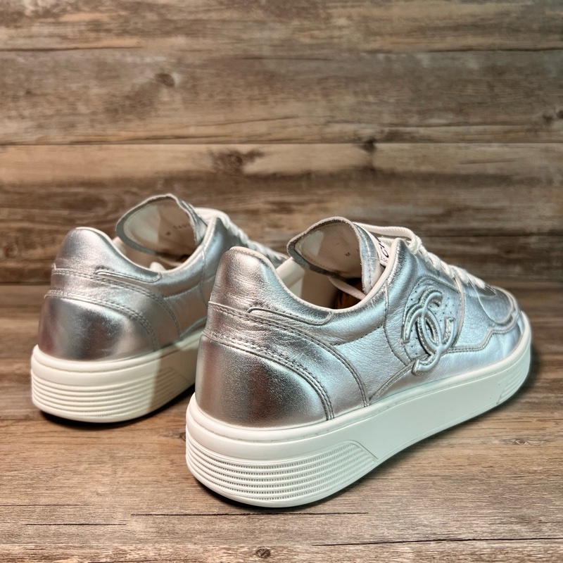 CHANEL 香奈兒 24C 銀色 雙C板鞋 休閒鞋 銀角大王 41碼-2