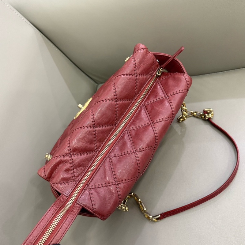 Chanel酒紅色外縫線肩背托特包 25*18  98新配件塵袋-4