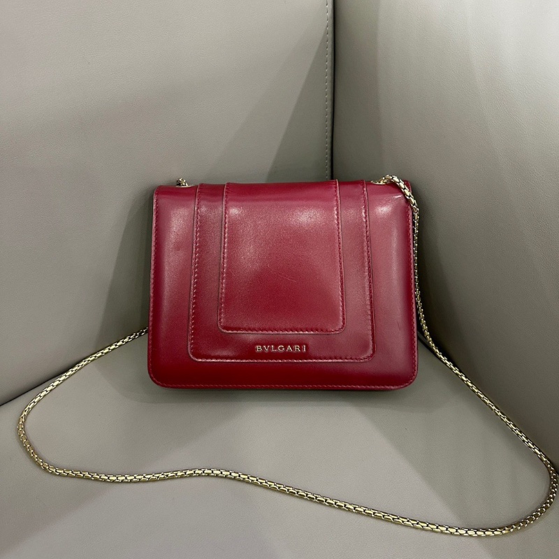Bvlgari 紅色全皮小號蛇頭鏈條包 20*15  98新配件鏡子塵袋-3