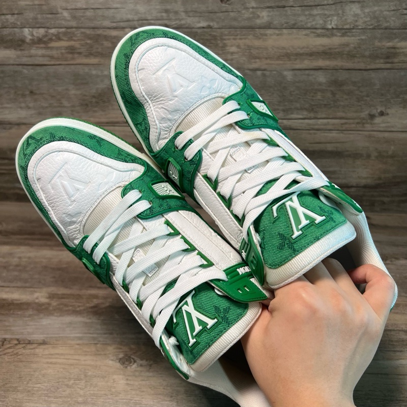 LV trainer Louis VUITTON 白綠牛仔  43碼-4