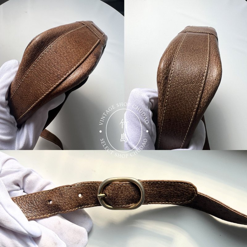 Gucci 老花復古單肩包 PVC × 皮革棕色-4