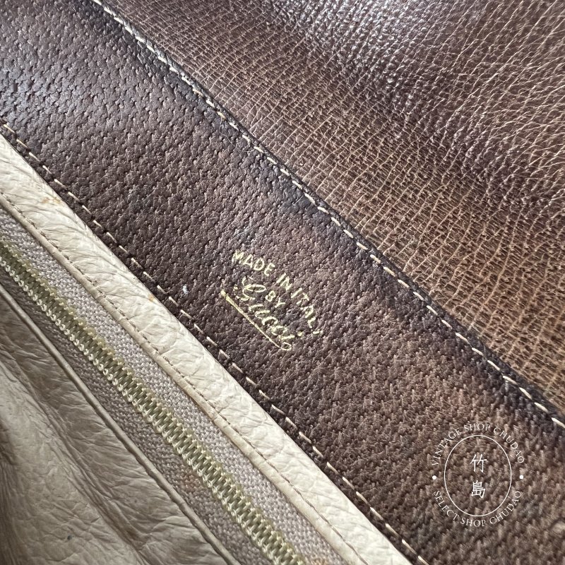 Gucci 老花復古單肩包 PVC × 皮革棕色-6