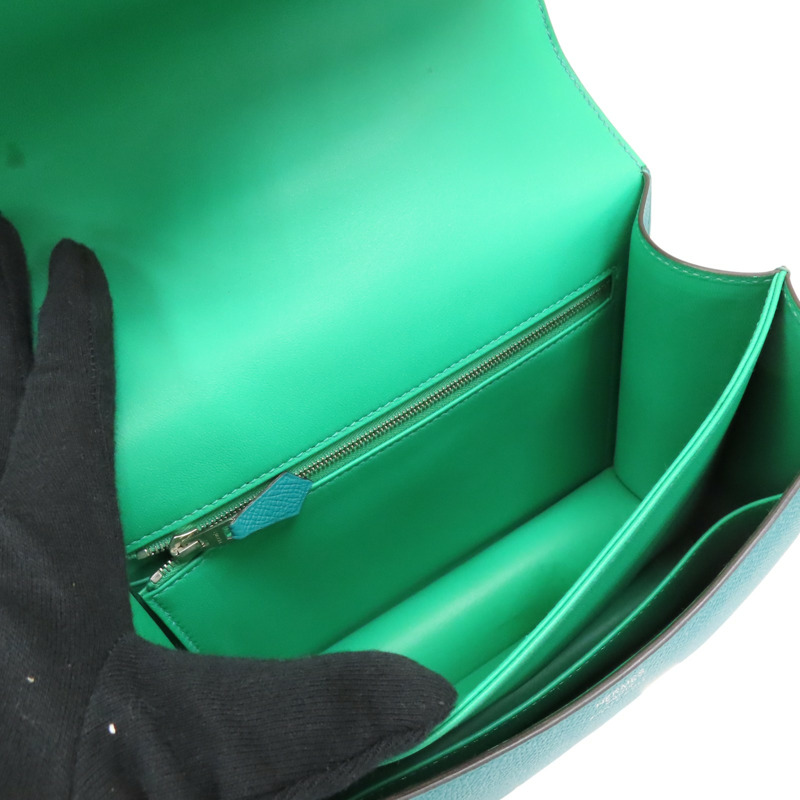 綠色 Epsom牛皮 Constance 24 康康包 A刻 銀扣【HERMES 愛馬仕】-4