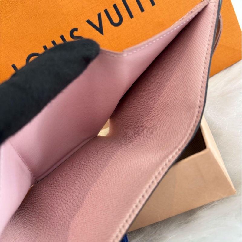 【👝正常使用痕跡 | 有購證】LV Victorine 老花三折扣式短夾 粉-7
