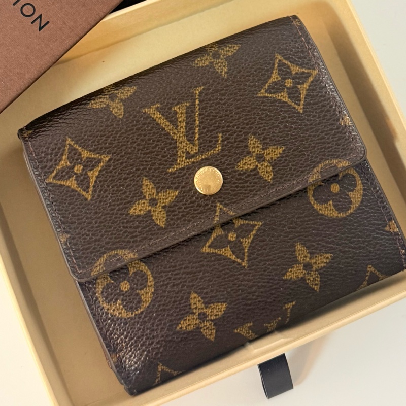 ✔️LV Louis Vuitton 路易威登 Monogram M61652 原花金扣三折零錢短夾-22